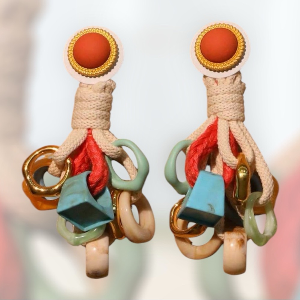 Colorful Statement Earrings with Gold Accents